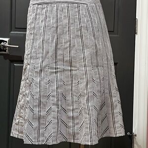 Talbots Grey and White Striped A-Line Skirt
